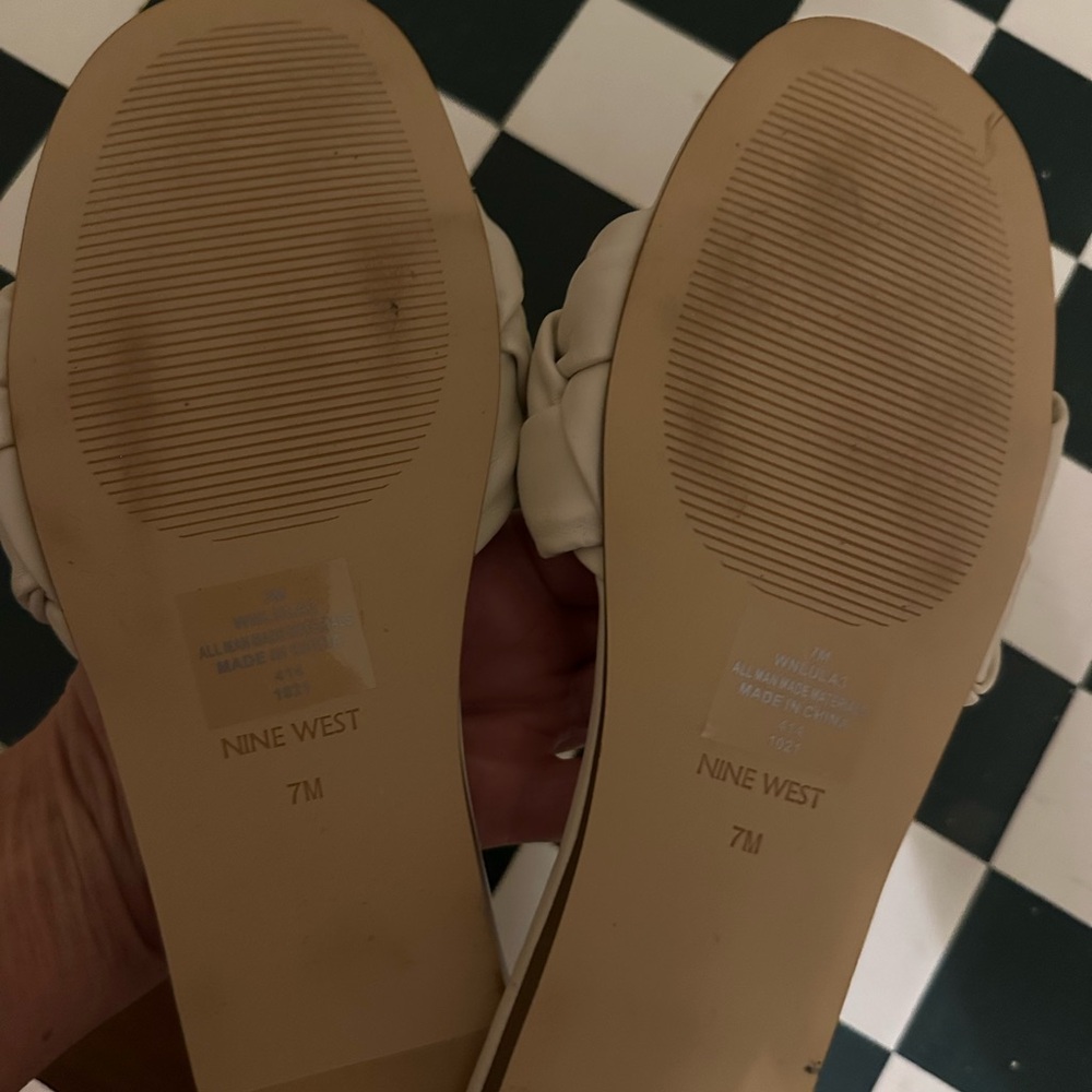 Nine West Cream Braided Slide Sandals - Picture 2 of 2